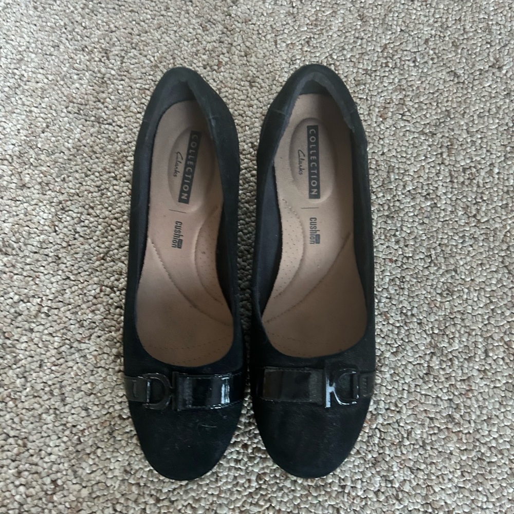 Clarks Black Women's Flats with Buckle Detail